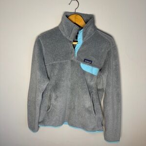 Patagonia Women's Gray Light Blue Snap-T Fleece Jacket | M